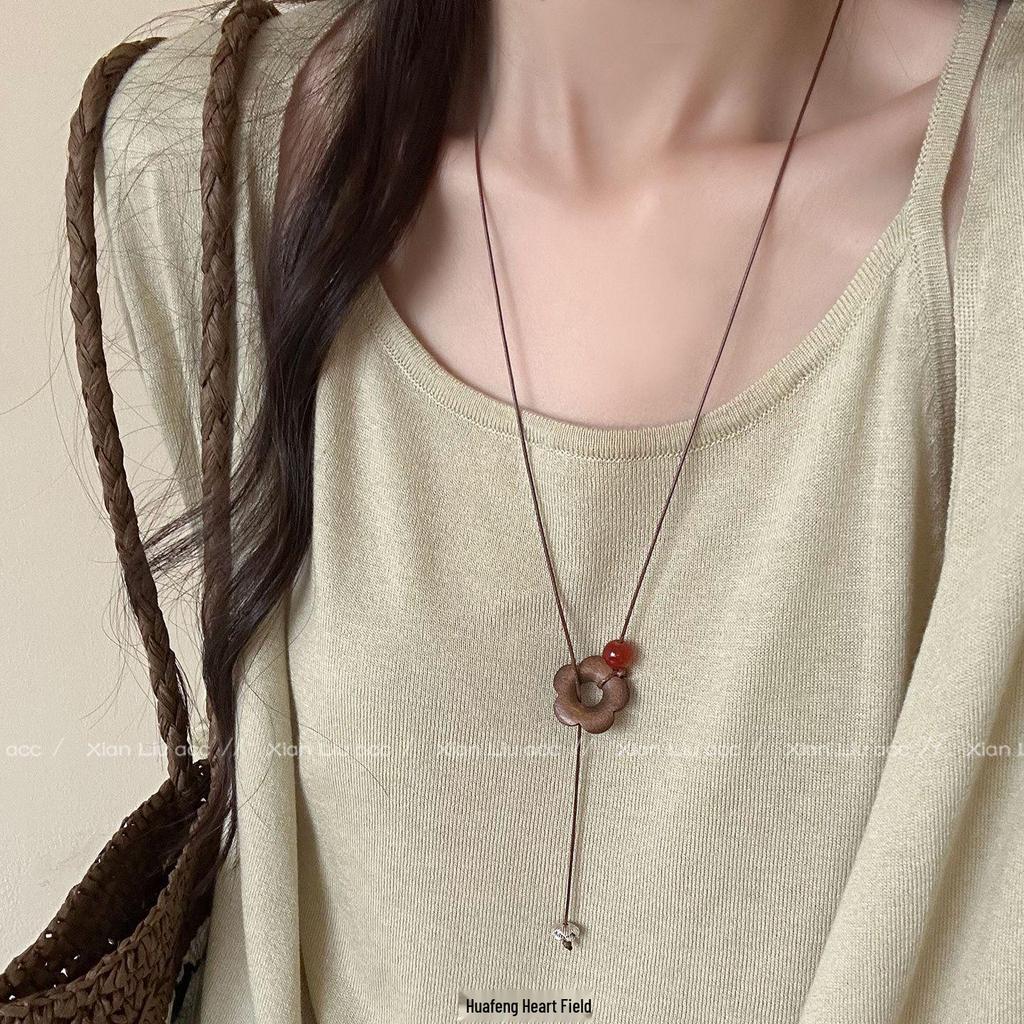 2025 New Retro Ethnic Acorn Pendant Necklace - Women’s Ancient Chinese Style Long Sweater Chain Accessory