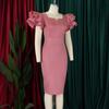 Perlenbesetztes Bodycon-Abendkleid mit Rüschenärmeln - Europäische & Amerikanische Sommermode
