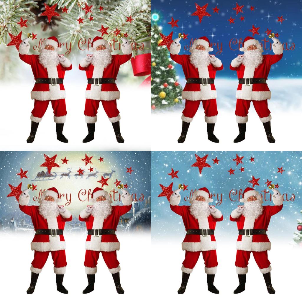 Luxurious Velvet Santa Claus Costume For Adults With Complete Accessories Set