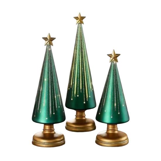Twinkle Light Christmas Tree Illuminated Starry Night Resin Christmas Tree Ornament for Holiday Bedroom Dorm Tabletop Decor