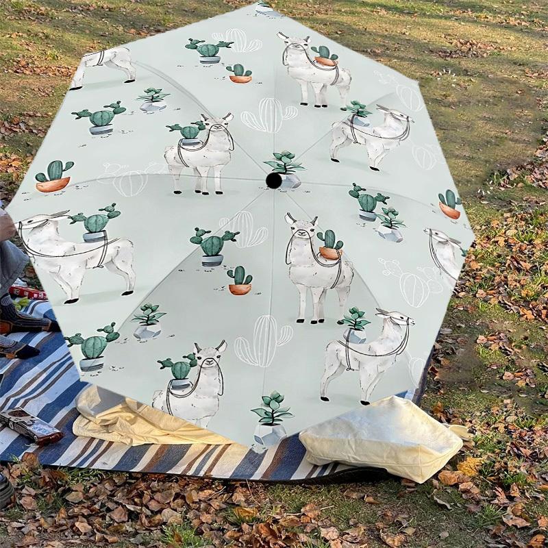 1PC Llama Cactus Automatic Open/Close Umbrella Compact Folding Umbrella with 8-Rib Shaft Lightweight Esign, Fashion Lovers1233A