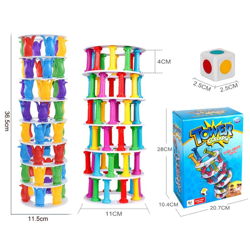 Blocuri de curcubeu pentru copii Joc de puzzle Pinguin Balance Game Antrenament de mișcare fină Joc de masă Jocuri de provocare Cadouri pentru copii