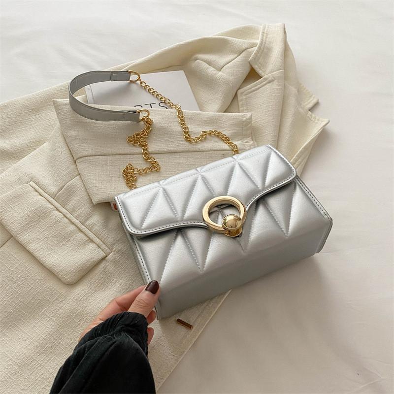 Gold Buckle Crossbody Bag For Women Summer Small Square Fashion Chain Shoulder Purse For Daily Use
