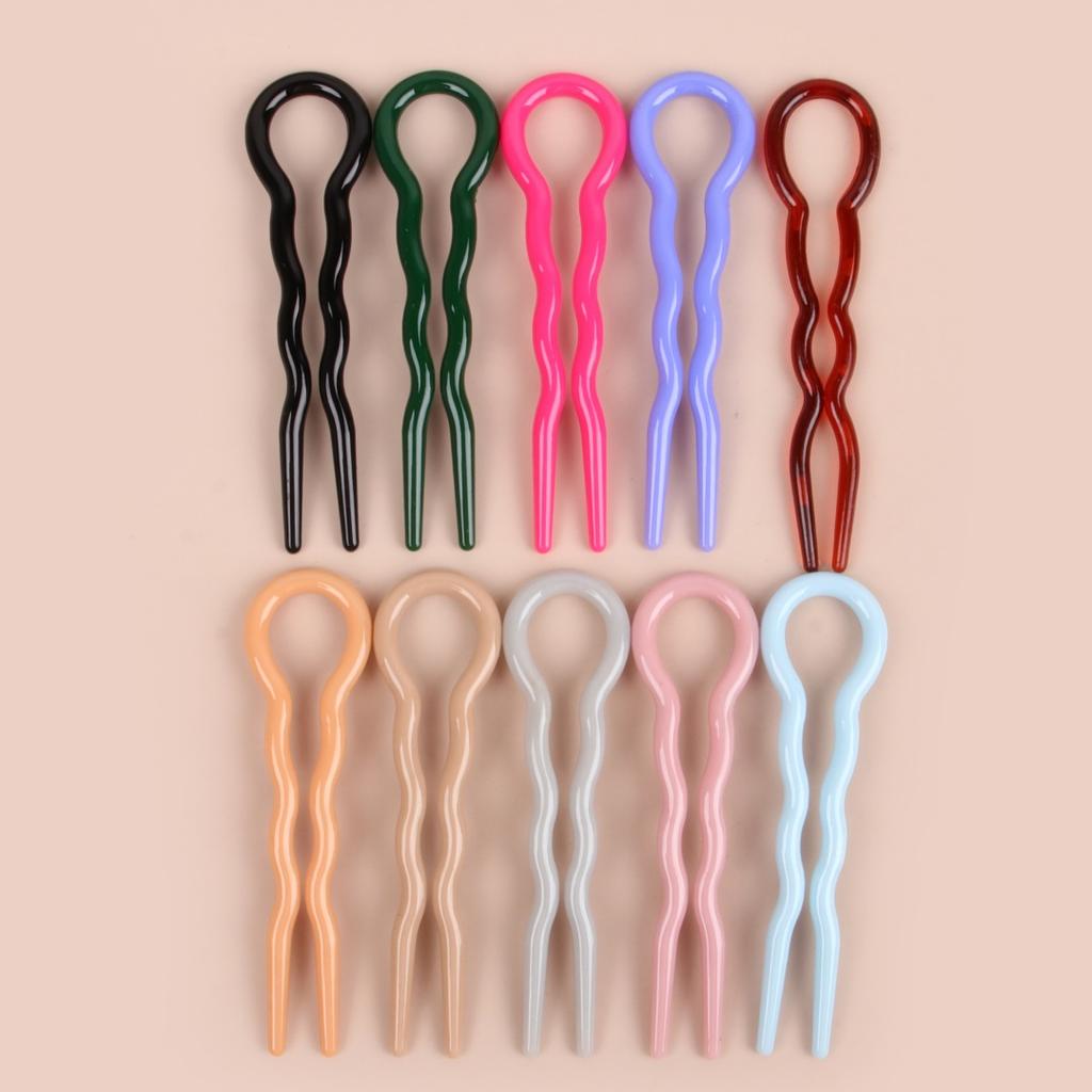 10Pcs Salon Hair Clip Waved U Shaped Plastic 3.3''Hair Sticks Barrettes Styling Hairstyle Tool Hair Accessories For Women Girls