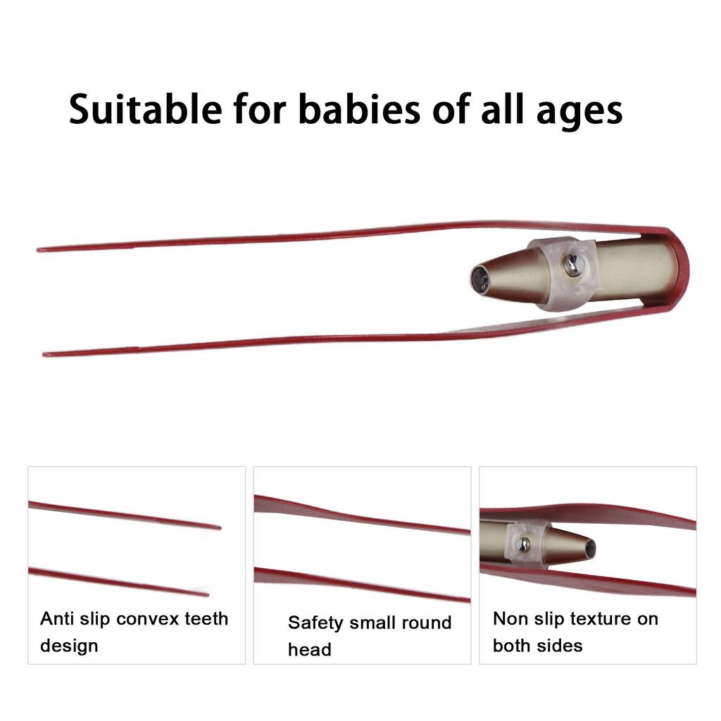 2pcs LED Light Ear Spoon with Tweezers Portable Luminous Light Ear Pick Cleaner Red for Kids Adults