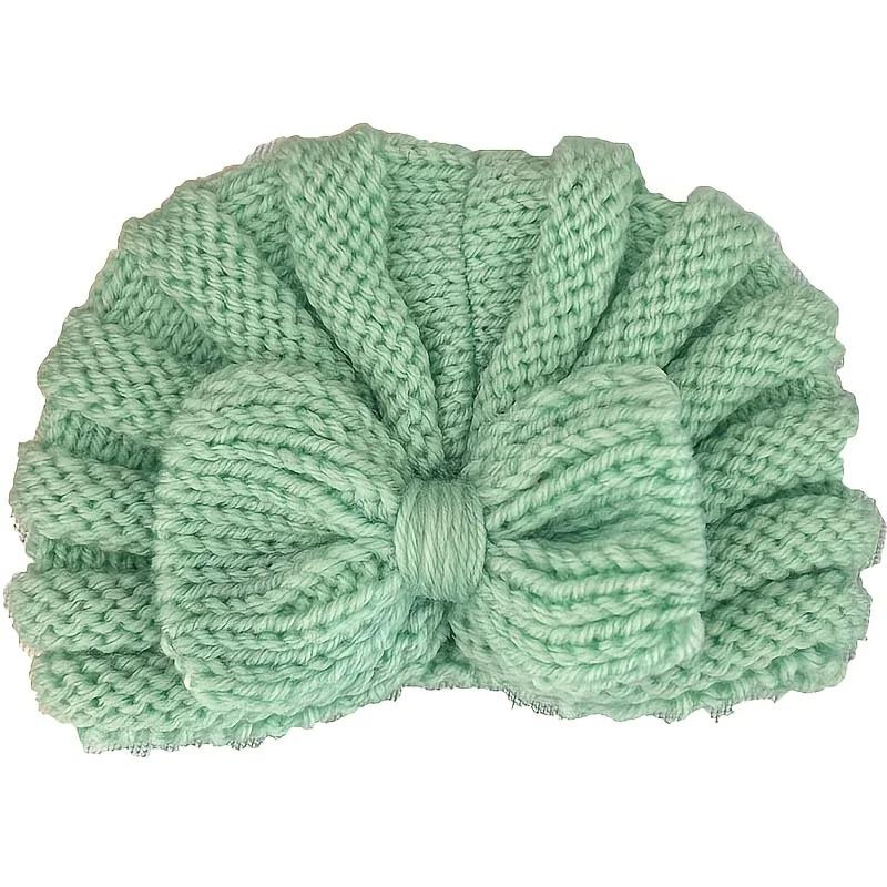 INS Baby Bow Knit Hat - Stretchy Winter Warm Cap with Moisture-Wicking Soft Fleece Yarn for Infants Autumn Winter Daily Birthday