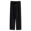 Damen Übergröße Weitbein Kordelzug Hose Herbst Drapierte Gerade Freizeithose