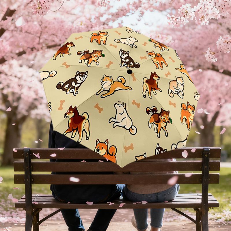 1PC Dog Pattern Umbrella-8-Rib Reinforced, Automatic Open, Lightweight & Durable, Cute Fashion Accessory for Outdoor-A1293