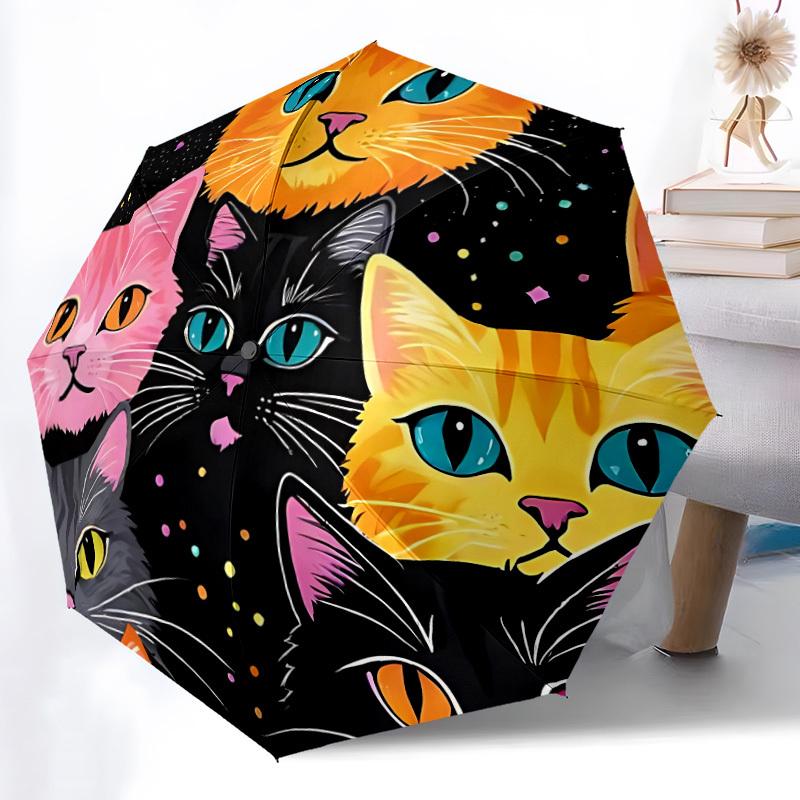 

1pc Colorful Cats Automatic Folding Umbrella Durable Iron Frame,All Seasons Home Travel Outdoor Multifunctional Umbrella yy251115054