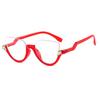 Herren Damen Trendige Halbrahmen Cat Eye Brille Modisch Leichte Freizeitbrille Diamantbesetzt Retro Flacher Spiegel