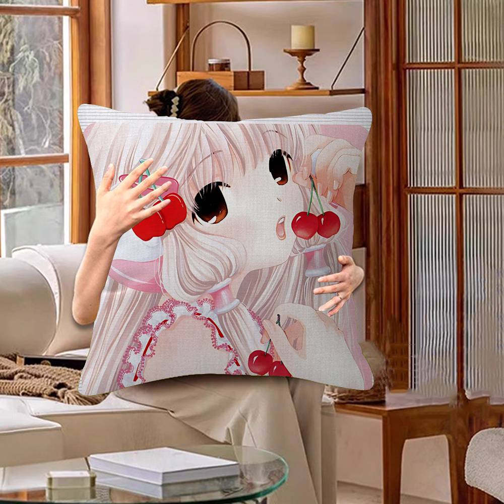 Beautiful Girls Romance C-Chobits Anime Cushion Cover Car Throw Pillow Case For Sofa Car Christmas Gift 40X40Cm 45X45Cm