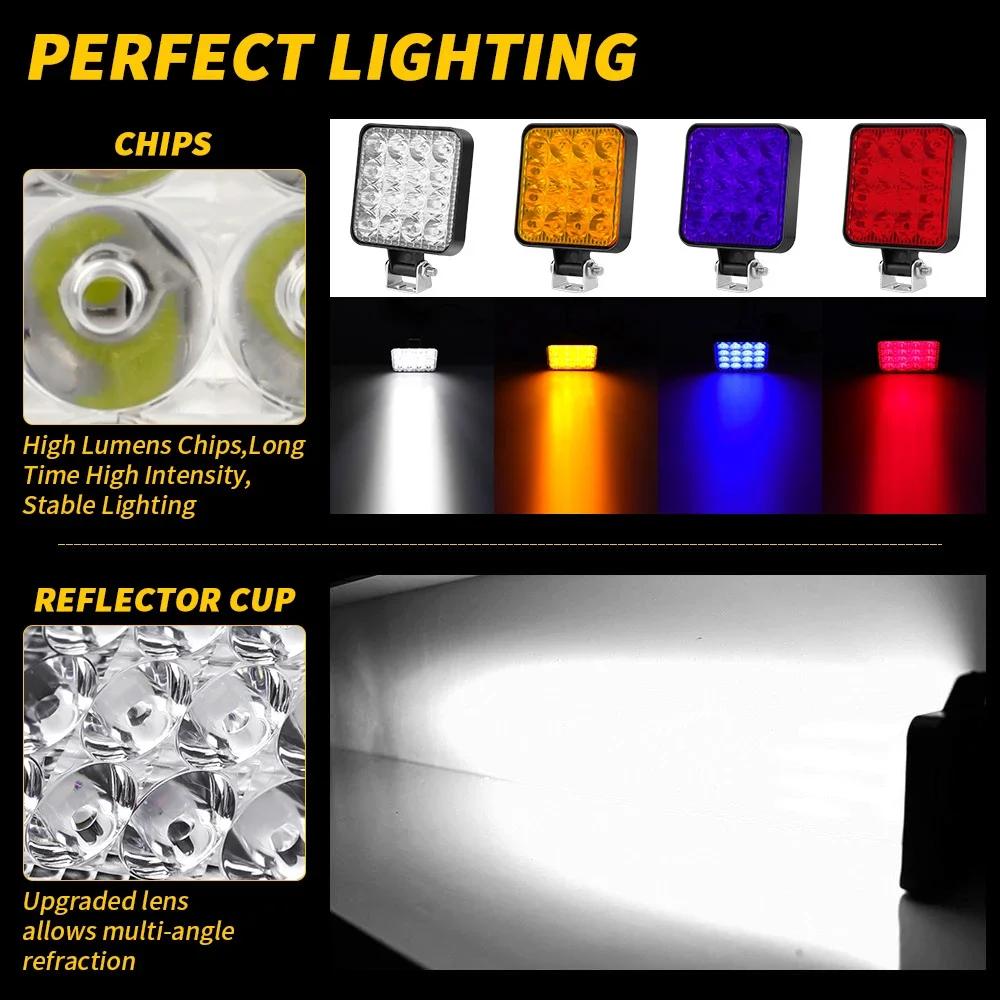 4 PCS 12V LED Light Bar 48W Mini LED Work Light Off Road Spotlight for Jeep Truck 4X4 Car SUV ATV Barra LED Headlights