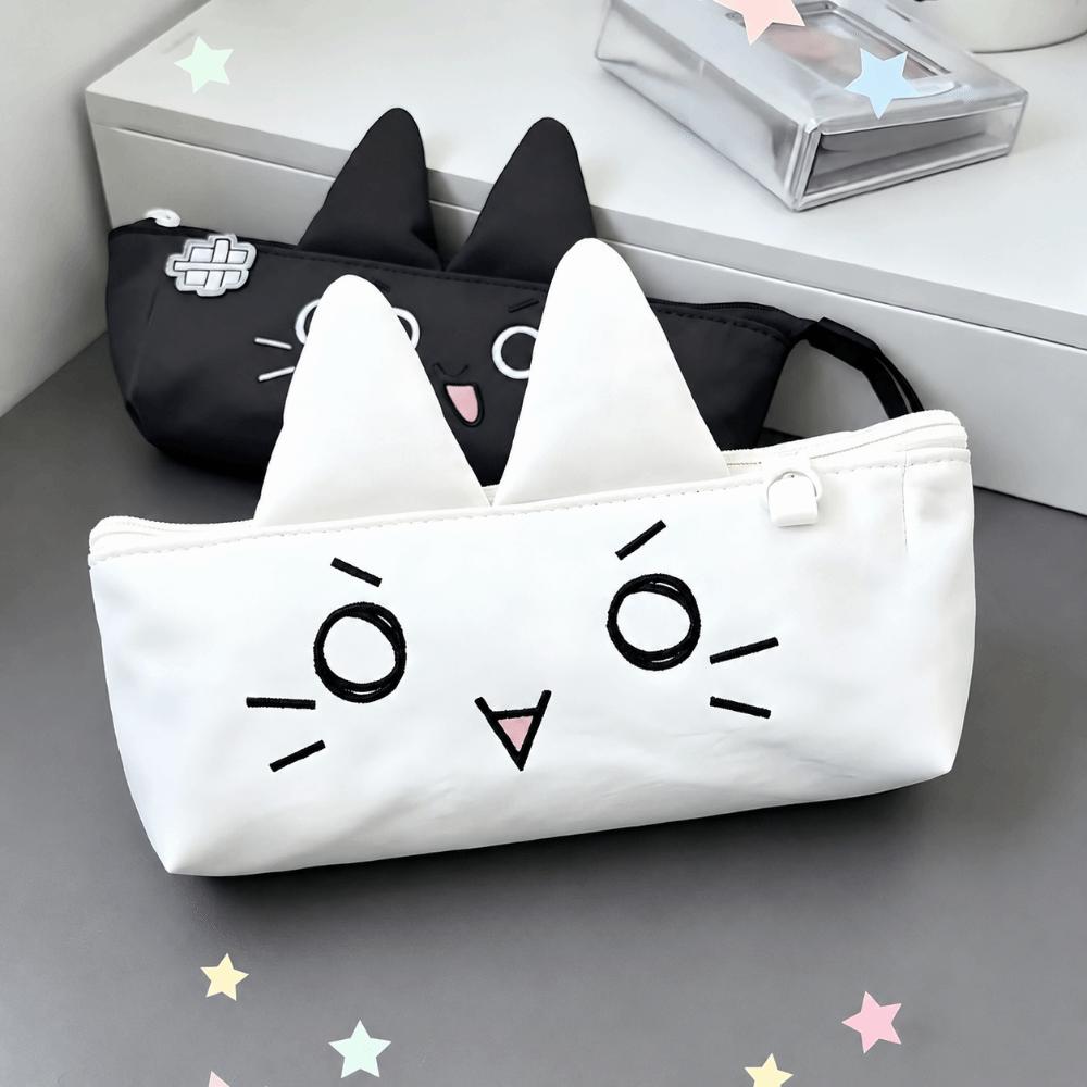 Large Capacity Pencil Case Cat Ear Design Pencil Pouch Portable Stationery Storage Bag Students