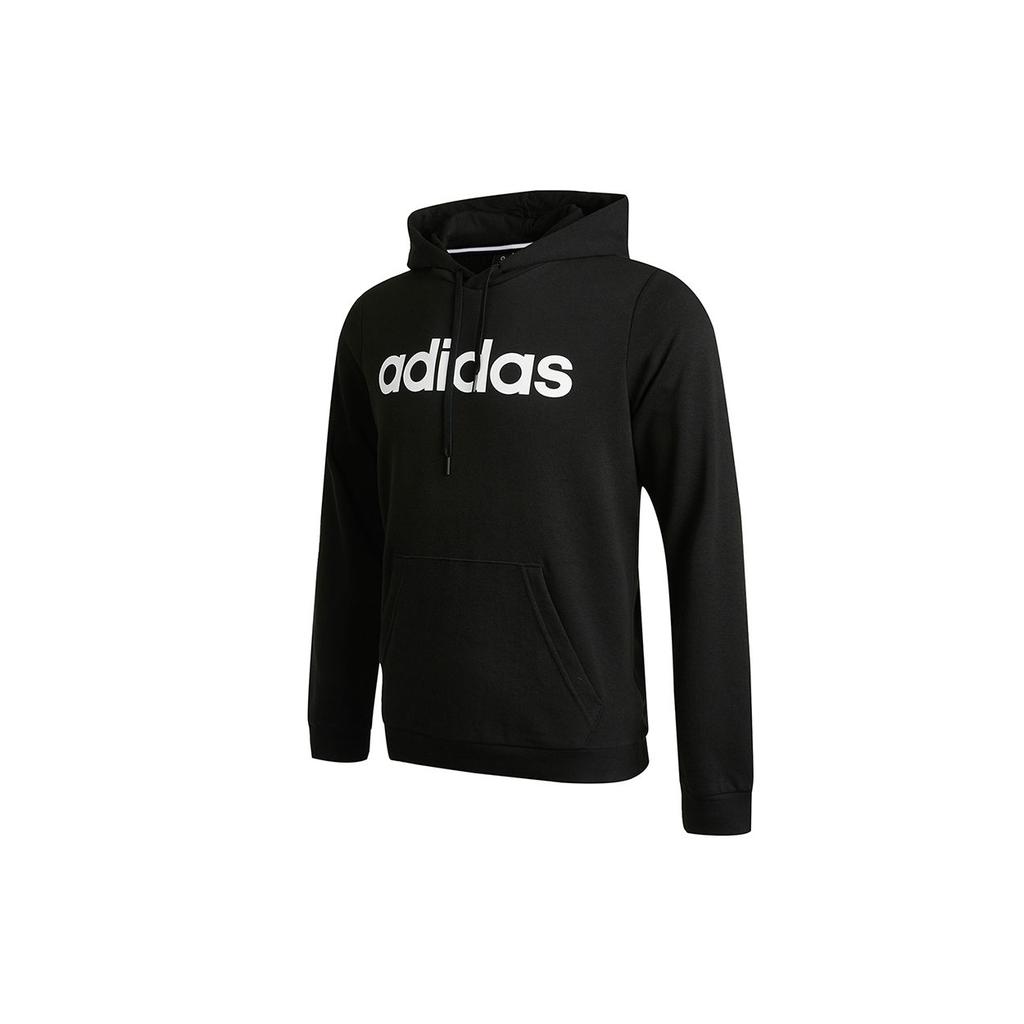adidas Men's Black Hoodie with Large White Logo Print GP4875