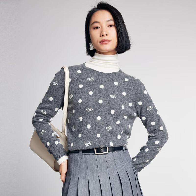 

Женский свитер из 100% кашемира с жаккардовым узором и круглым вырезом, осень/зима 2025 S 155/95