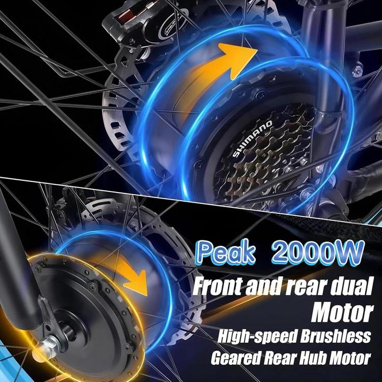 KETELES K800 Electric Bicycle 2*1000 Motors, 48V 23Ah Battery, 26*4.0 Inch Fat Tire, Hydraulic Disc Brake, Off-Road E-Bike