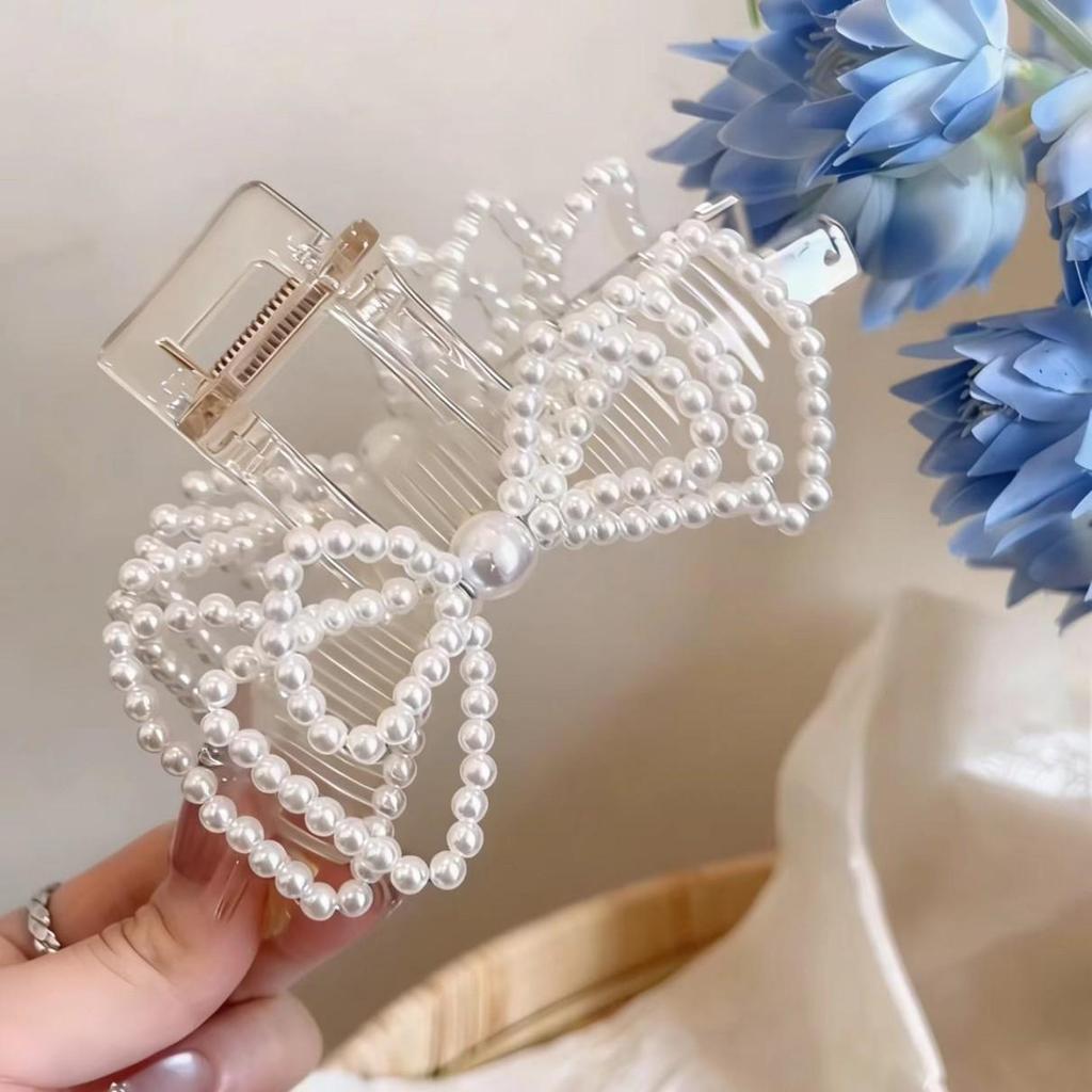 2026 New Style Korean Pearl Bow Hair Clip