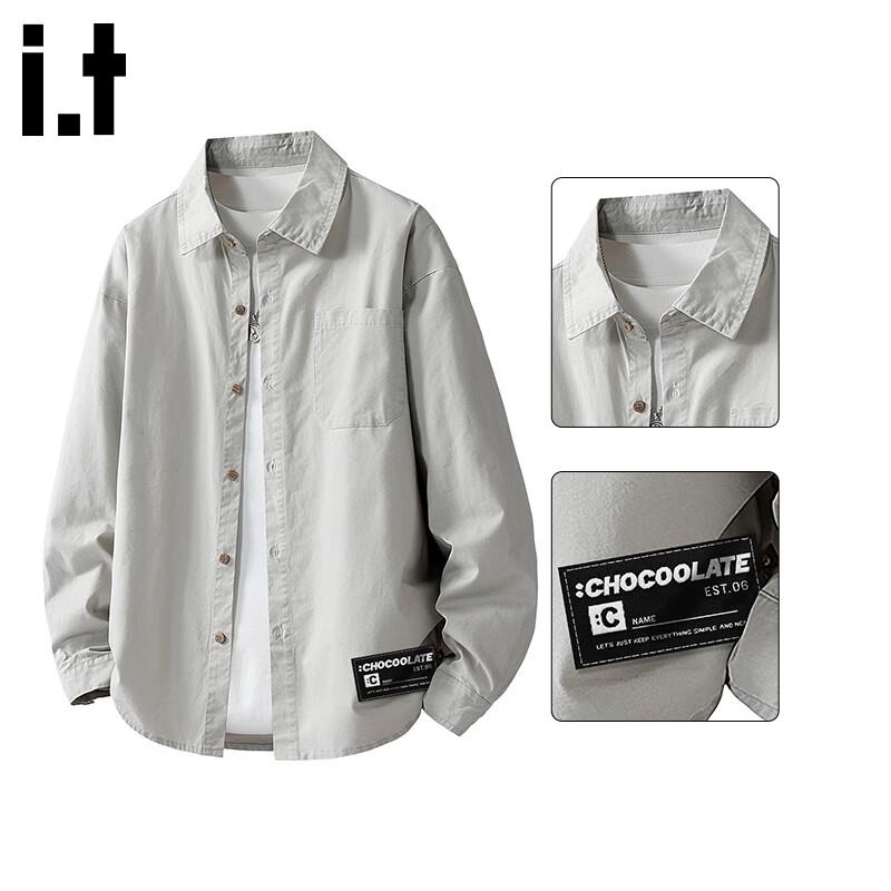 :CHOCOOLATEit Men's Loose Fit Cotton Long-Sleeve Shirt