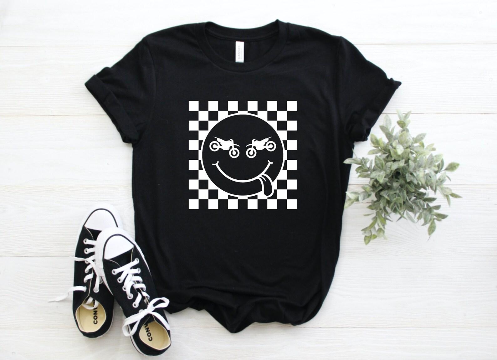 Dirt Bike Checkered Unisex Graphic Tee, Short Sleeve T-Shirt, Dirt Bikes, Motocross, Supercross Shirt S