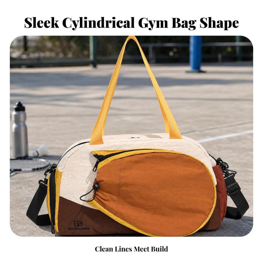 Cylindrical Duffel Bag with Wet Dry Separation Long-Lasting for Fitness, Gym