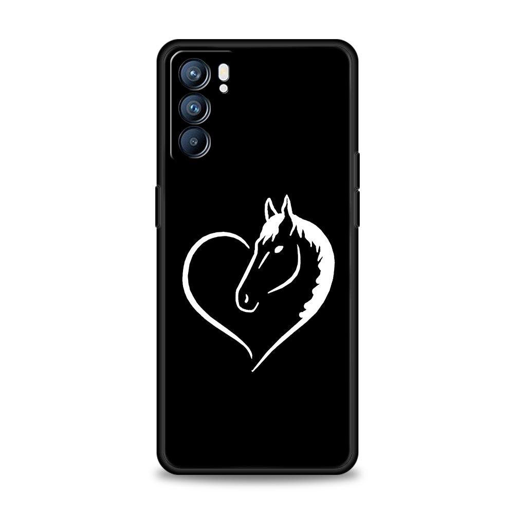 Phone Case For Oppo A54 A53 A52 A9 A15 A95 A17 A16 A76 A74 A57 A31 Find X6 X5 Reno8 Reno7 Reno6 Pro 5G Cover Animal Art Horse