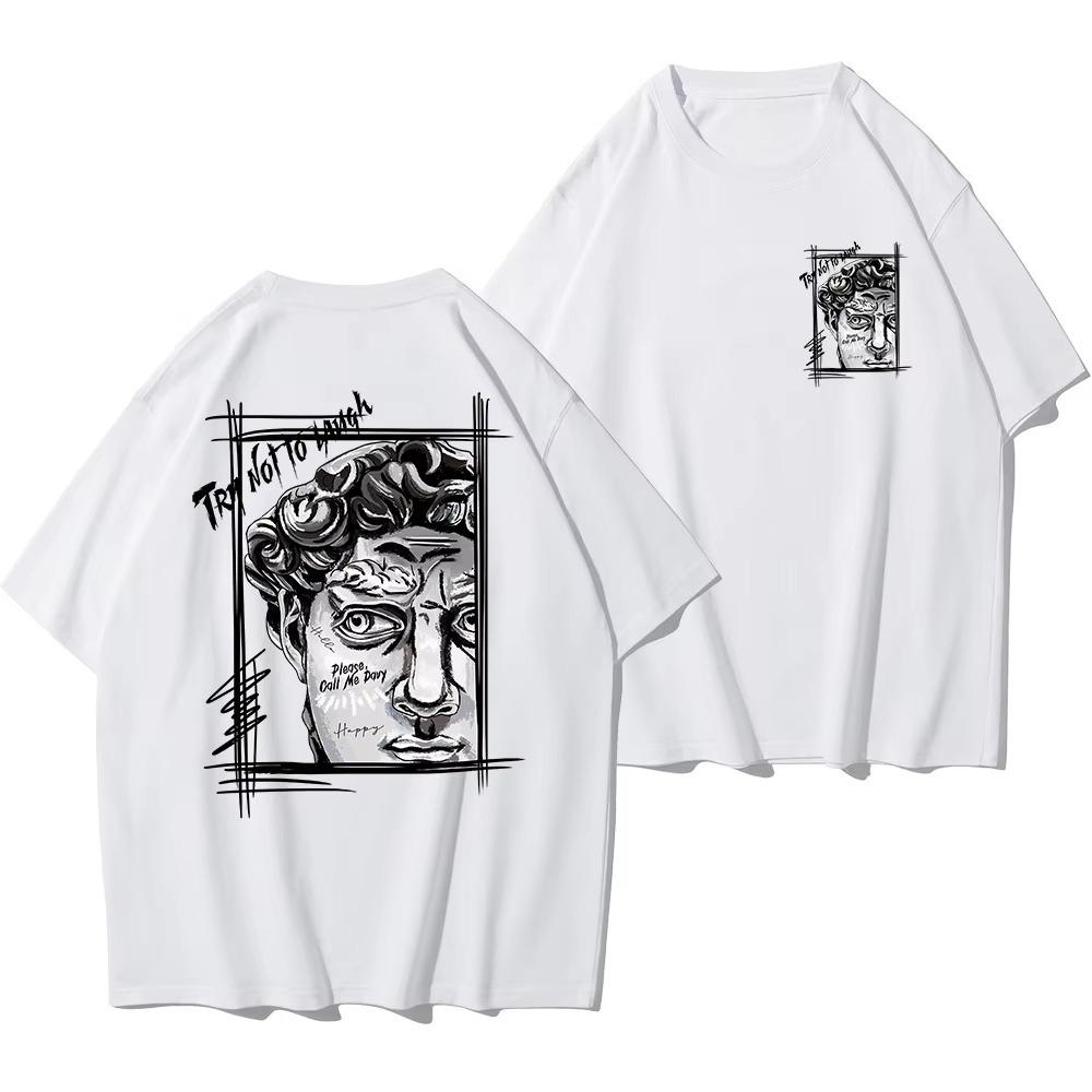 Motorcycle 2025 Creative Sculpture Expression Text Design Men's Cotton New T-Shirt Fashion Loose Summer New Top