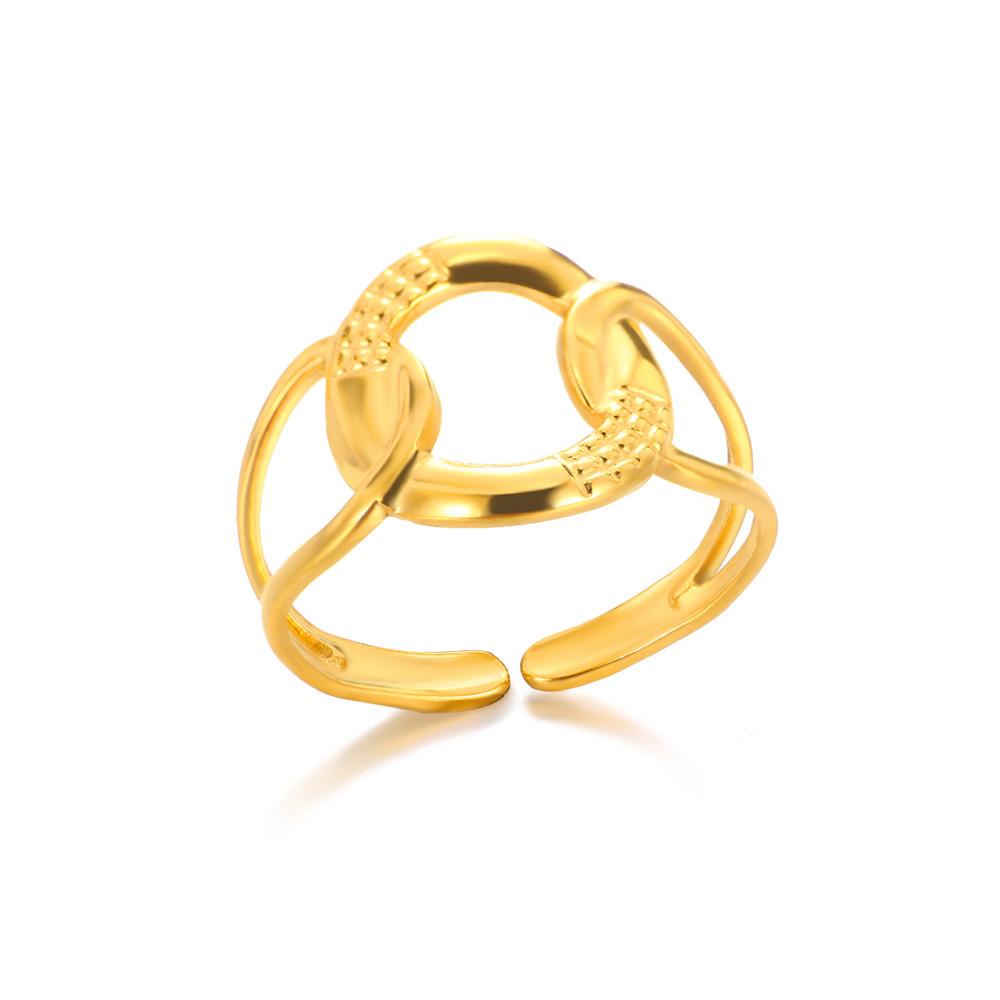 Round Hollow Rings For Women Gold Color Stainless Steel Hoop Open Rings Fashion personality Waterproof Metal Jewelry Accessories