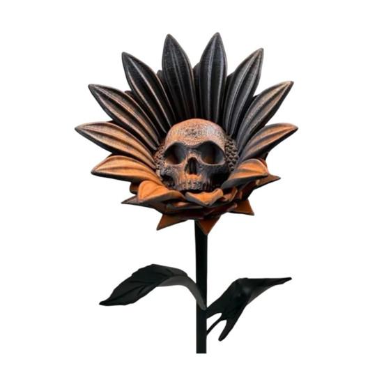 The Forbidden Sunflower Sculpture Gothic Skull Bloom Decor 3D Printed Macabre Art Halloween Ornament for Horror Home Party Decor