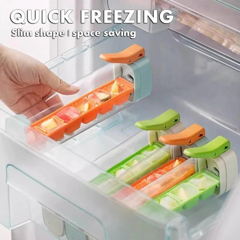 Compact Press Ice Cube Maker Slim Vertical Tray For Small Refrigerators And Single Use