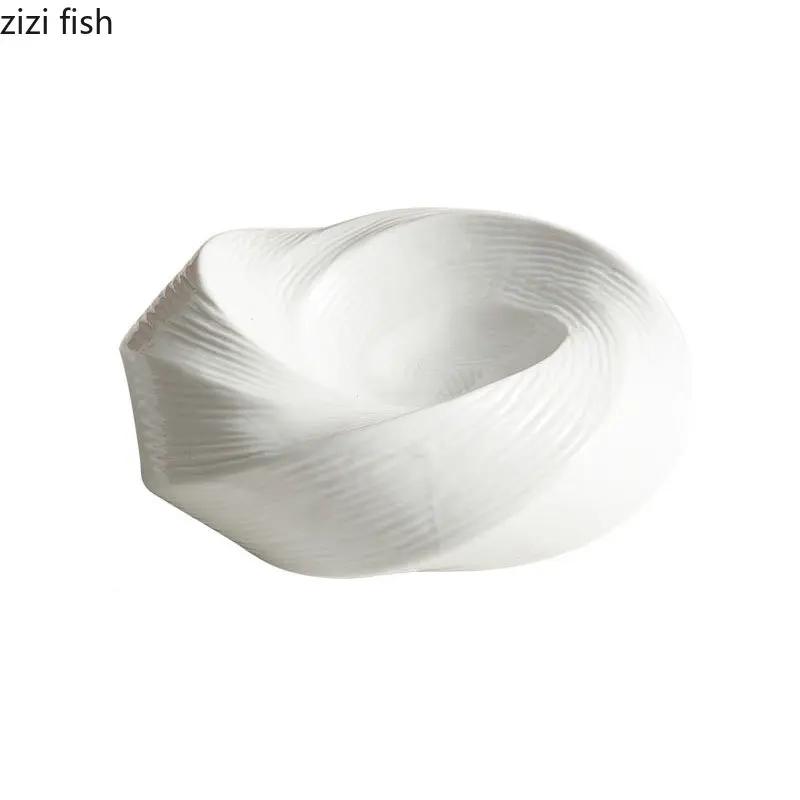 Irregular Ceramic Dinner Plate Restaurant Dessert Plate Snack Plate Thick Soup Plates Cooking Plates Hotel Solid Color Tableware