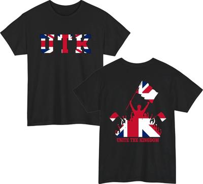 UTK Unite The Kingdom T-Shirt British Flag Union Jack Double Sided Fan Tee