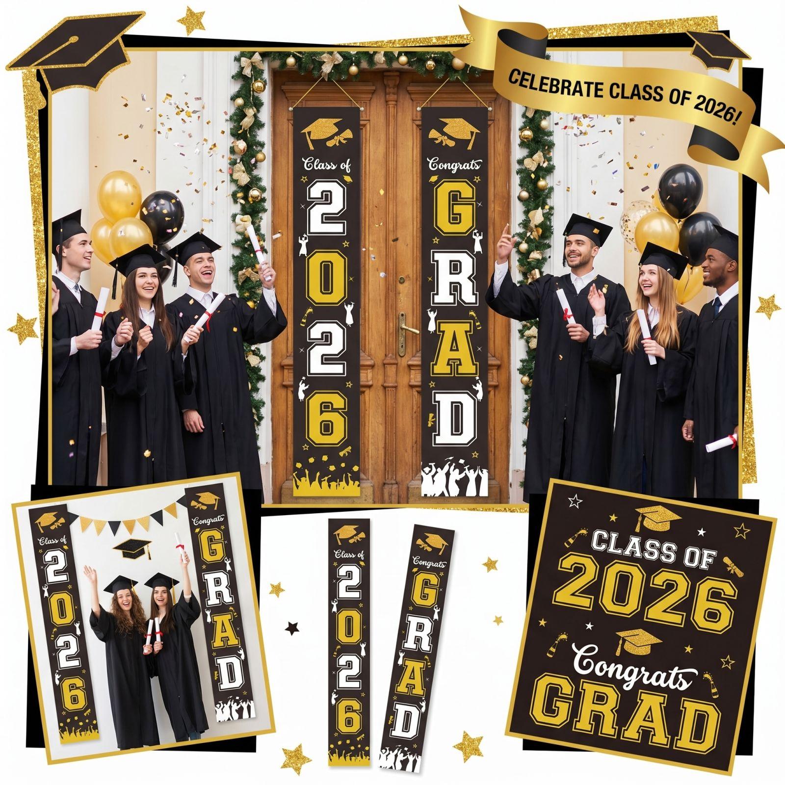 

Украшение для выпускного класса Флаг на дверь Подвесной флаг Украшения для выпускной вечеринки one size