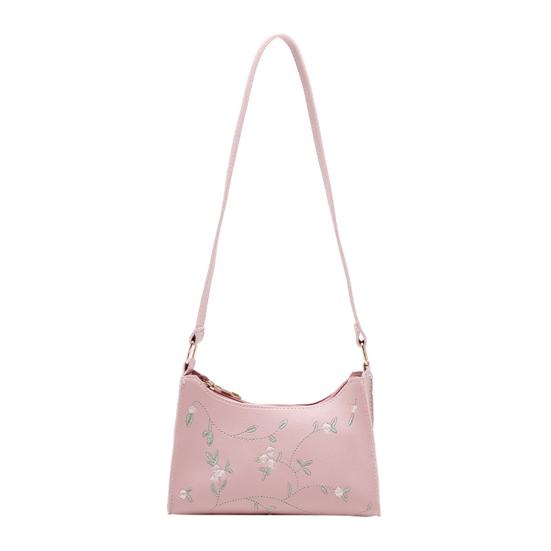 Floral Embroidered Underarm Bag Faux Leather Shoulder Bag Ladies Handbag Shoulder Purse for Party Street Work