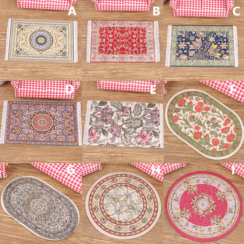 1 adet 1:12 Dollhouse Minyatür Zemin Halı Örtüsü Halı Zemin Mat Modeli Yatak Odası Oturma Odası Dekor Oyuncak Bebek Evi Aksesuarları