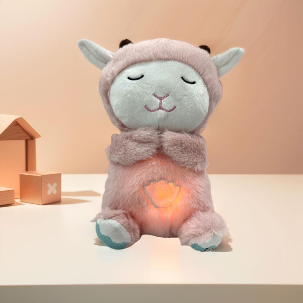 Niedliches Tier Schlafmusik Spielzeug mit Musik Lichtern Rhythmischer Atmungsbewegung Plüschtier Musikalisches Babyspielzeug für Neugeborene