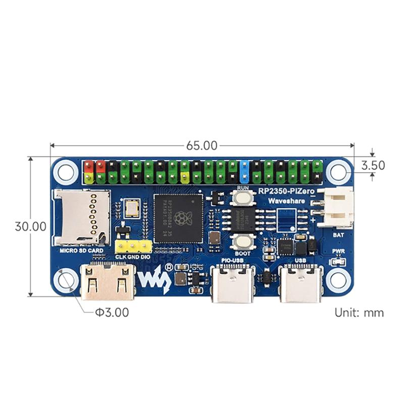 1PC Raspberry Pi Pico Development Board RP2350B Base 16M Flash DVI PIO-USB Interface Microcontroller For Electronics Projects