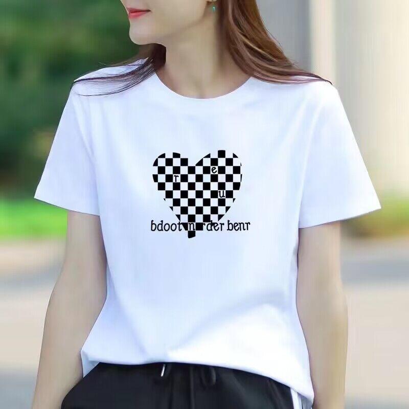 White Short Sleeve Round Neck T-shirt Loose Slimming and Fashionable Half Sleeve Top