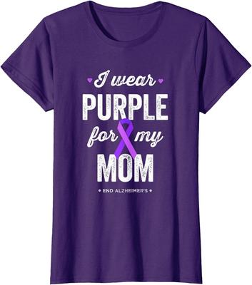 End Alz I Wear Purple For My Mom Alzheimers Awareness Ladies' Crewneck T-Shirt