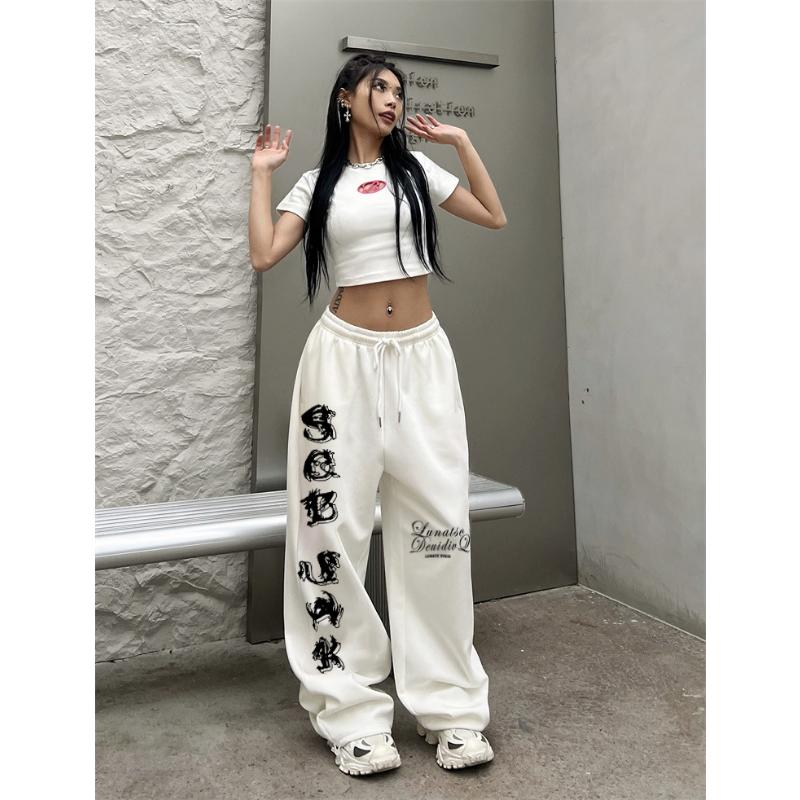 New Women's Printed Casual Sweatpants, High Waist Loose Fit Hip-Hop Dance Joggers with Slimming Effect, Streetwear Trousers for Summer Fashion