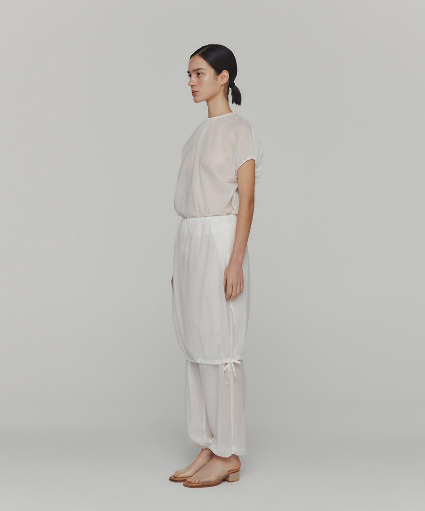 Amomento Sheer Volume Shirring Top_White