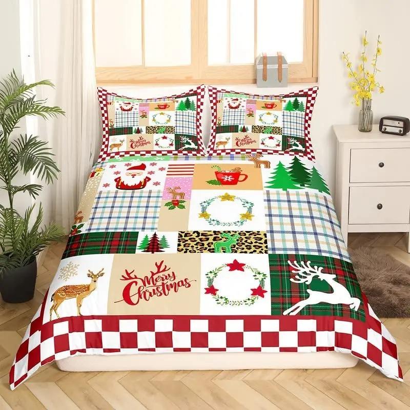 Christmas Duvet Cover Set King Queen Full Twin Size For Kids Teens Adults Polyester Bedding With Pillowcase
