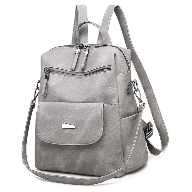 

[BOTATA] backpack ladies PU leather Smaller waterproof commute cute A4 Fashionable back ladies Anti-theft (NSSJB01-Gray)