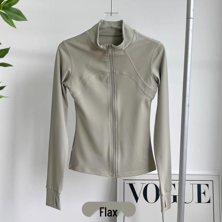Women's Quick-Dry Yoga Jacket with Zipper, Sun Protection, and Stand Collar for Running and Gym.
