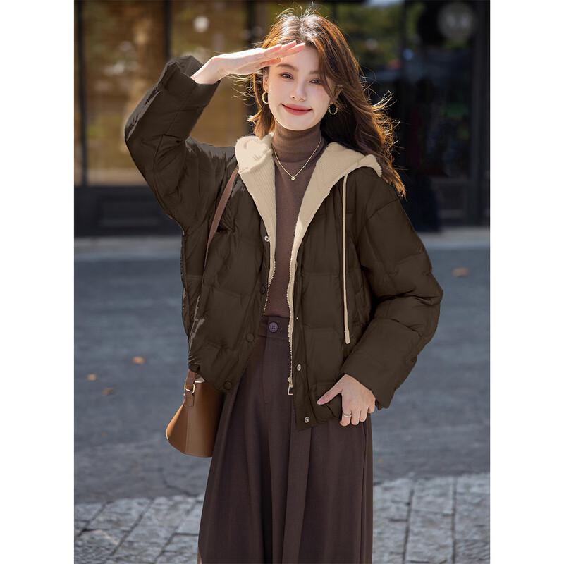 Mokana Women's MKNJD2912 Faux Two-Piece Short Down Jacket