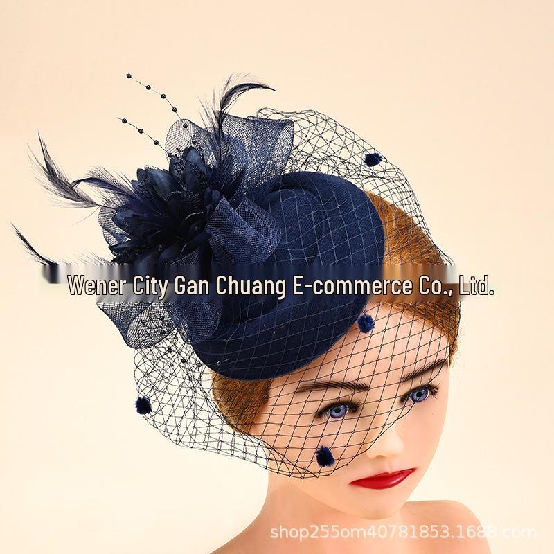 European Style Feather Mesh Bridal Headdress with Flower Design