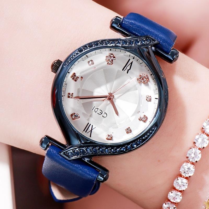 Light Luxury Diamond-Encrusted Watch Women'S Niche High-End Guangzhou Watch Retro Belt Quartz Watch