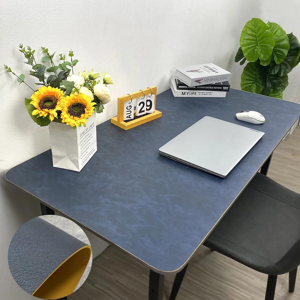 Large PU Leather Placemat Mouse Pad Double-Sided Desk Mat Faux Leather Texture for Office Study Writing Desk