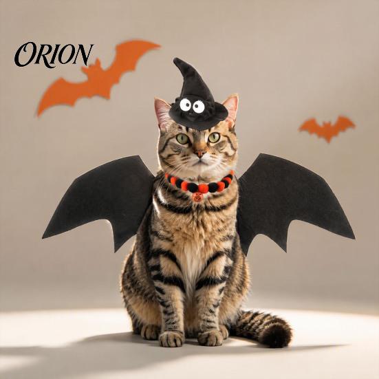 Cute Animal Party Decorations Halloween Cat Costume, Pet Bat Wings, Funny Witch Hat, Felt Small Dog Costume Accessories Festive Apparel for Cats Dogs,