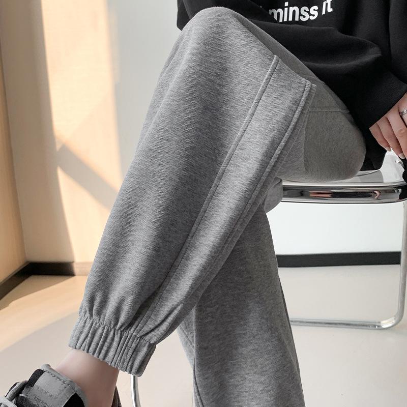 

Спортивные брюки с плюшевой подкладкой женские осенне-зимние свободные тонкие маленькие повседневные гаремные леггинсы XXL светло-серый