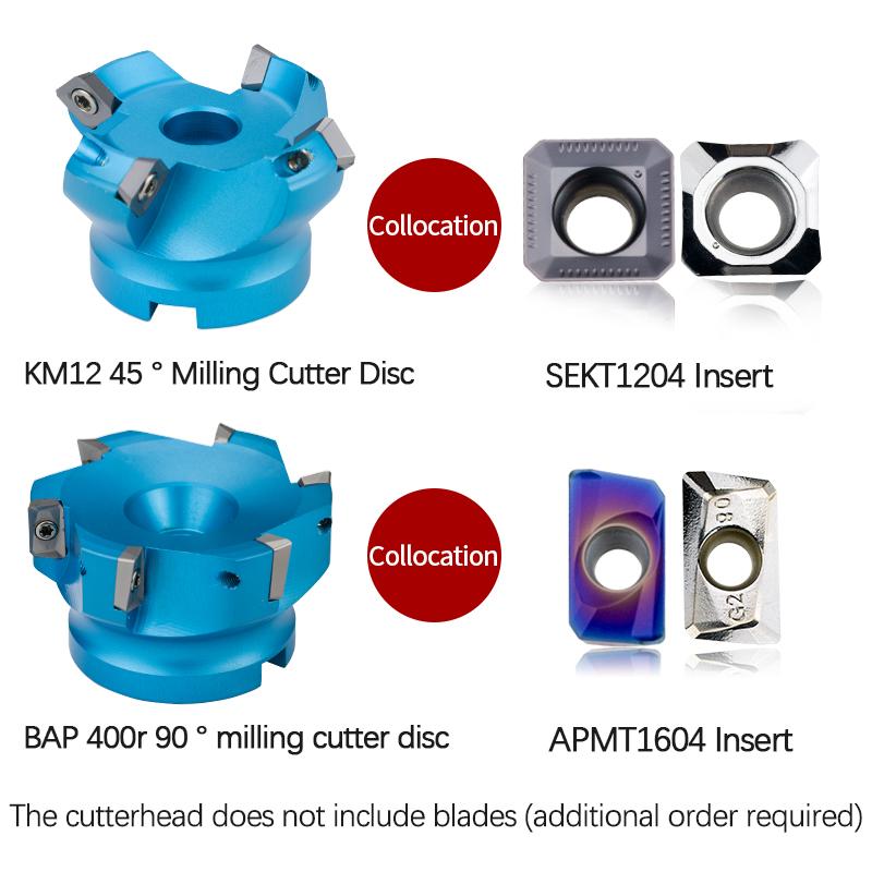 KM12/BAP 400R Face Aluminium Plane Head End Mill Milling Cutter SEKT/APMT Carbide Insert CNC Machine High Hardness Tools